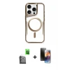 ieg™ iPhone 16 Pro Max Kılıf Yadigar Klasik Özel Seri - Siyah 3D Antistatik Mat Seramik Nano Ekran Koruyucu + Raze Metal Kamera Lens - SH