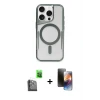 ieg™ iPhone 16 Pro Max Kılıf Yadigar Klasik Özel Seri - Siyah 3D Antistatik Mat Seramik Nano Ekran Koruyucu + Raze Metal Kamera Lens - SH