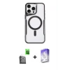 ieg™ iPhone 16 Pro Max Kılıf Yadigar Klasik Özel Seri - Siyah Bilvis 5in1 3D Magic Cam Ekran Koruyucu + Raze Metal Kamera Lens - SH