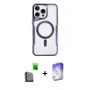 ieg™ iPhone 16 Pro Max Kılıf Yadigar Klasik Özel Seri - Siyah Bilvis 5in1 3D Magic Cam Ekran Koruyucu + Raze Metal Kamera Lens - SH