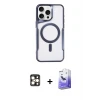 ieg™ iPhone 16 Pro Max Kılıf Yadigar Klasik Özel Seri - Siyah Bilvis 5in1 5D Magic Hayalet Cam Ekran Koruyucu + PVD Metal Kamera Lens - GD