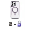 ieg™ iPhone 16 Pro Max Kılıf Yadigar Klasik Özel Seri - Siyah Bilvis 5in1 5D Magic Hayalet Cam Ekran Koruyucu + PVD Metal Kamera Lens - GD