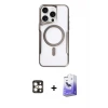 ieg™ iPhone 16 Pro Max Kılıf Yadigar Klasik Özel Seri - Siyah Bilvis 5in1 5D Magic Hayalet Cam Ekran Koruyucu + PVD Metal Kamera Lens - GD