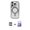 ieg™ iPhone 16 Pro Max Kılıf Yadigar Klasik Özel Seri - Siyah Bilvis 5in1 5D Magic Hayalet Cam Ekran Koruyucu + PVD Metal Kamera Lens - GD