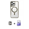 ieg™ iPhone 16 Pro Max Kılıf Yadigar Klasik Özel Seri - Siyah Bilvis 5in1 5D Magic Hayalet Cam Ekran Koruyucu + PVD Metal Kamera Lens - GD