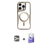 ieg™ iPhone 16 Pro Max Kılıf Yadigar Klasik Özel Seri - Siyah Bilvis 5in1 5D Magic Hayalet Cam Ekran Koruyucu + PVD Metal Kamera Lens - GD