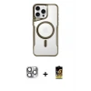 ieg™ iPhone 16 Pro Max Kılıf Yadigar Klasik Özel Seri - Siyah Buffer Cam Ekran Koruyucu + Pers Alüminyum Kamera Lens - GI