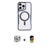 ieg™ iPhone 16 Pro Max Kılıf Yadigar Klasik Özel Seri - Siyah Buffer Cam Ekran Koruyucu + Pers Alüminyum Kamera Lens - GI
