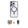 ieg™ iPhone 16 Pro Max Kılıf Yadigar Klasik Özel Seri - Siyah Buffer Hayalet Cam Ekran Koruyucu + Pers Alüminyum Kamera Lens - CLTM