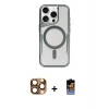 ieg™ iPhone 16 Pro Max Kılıf Yadigar Klasik Özel Seri - Siyah Buffer Hayalet Cam Ekran Koruyucu + Pers Alüminyum Kamera Lens - CLTM