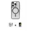 ieg™ iPhone 16 Pro Max Kılıf Yadigar Klasik Özel Seri - Siyah Buffer Hayalet Cam Ekran Koruyucu + Pers Alüminyum Kamera Lens - GS
