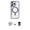 ieg™ iPhone 16 Pro Max Kılıf Yadigar Klasik Özel Seri - Siyah Buffer Hayalet Cam Ekran Koruyucu + Pers Alüminyum Kamera Lens - GS