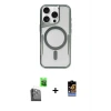 ieg™ iPhone 16 Pro Max Kılıf Yadigar Klasik Özel Seri - Siyah Buffer Hayalet Cam Ekran Koruyucu + Raze Metal Kamera Lens - SH