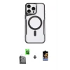 ieg™ iPhone 16 Pro Max Kılıf Yadigar Klasik Özel Seri - Siyah Buffer Hayalet Cam Ekran Koruyucu + Raze Metal Kamera Lens - SH