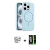 ieg™ iPhone 16 Pro Max Kılıf Yankı Form Serisi - Şeffaf 360 Full Body Arka Koruyucu + Pers Alüminyum Kamera Lens - GS
