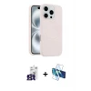 ieg™ iPhone 16 Pro Max Kılıf Yankı Form Serisi - Siyah 3D Antistatik Seramik Nano Ekran Koruyucu + Bilvis Titan Kamera Lens - TMGI
