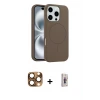 ieg™ iPhone 16 Pro Max Kılıf Yankı Form Serisi - Siyah Bilvis 3D Cam Ekran Koruyucu + Pers Alüminyum Kamera Lens - CLTM