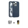 ieg™ iPhone 16 Pro Max Kılıf Yankı Form Serisi - Siyah Buffer Cam Ekran Koruyucu + Pers Alüminyum Kamera Lens - GI