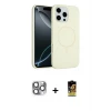 ieg™ iPhone 16 Pro Max Kılıf Yankı Form Serisi - Siyah Buffer Cam Ekran Koruyucu + Pers Alüminyum Kamera Lens - GI