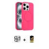 ieg™ iPhone 16 Pro Max Kılıf Yankı Form Serisi - Siyah Buffer Cam Ekran Koruyucu + Pers Alüminyum Kamera Lens - GI