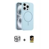 ieg™ iPhone 16 Pro Max Kılıf Yankı Form Serisi - Siyah Buffer Cam Ekran Koruyucu + Pers Alüminyum Kamera Lens - GI