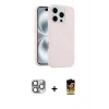 ieg™ iPhone 16 Pro Max Kılıf Yankı Form Serisi - Siyah Buffer Cam Ekran Koruyucu + Pers Alüminyum Kamera Lens - GI