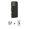 ieg™ iPhone 16 Pro Max Kılıf Yankı Serisi - Şeffaf Pasifik Cam Ekran Koruyucu + Pers Alüminyum Kamera Lens - GS