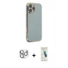 ieg™ iPhone 16 Pro Max Kılıf Yankı Serisi - Şeffaf Pasifik Cam Ekran Koruyucu + Pers Alüminyum Kamera Lens - GS