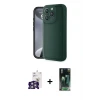 ieg™ iPhone 16 Pro Max Kılıf Yankı Yansıma Özel Seri - Siyah 360 Mat Full Body Arka Koruyucu + Bilvis Titan Kamera Lens - GS