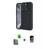ieg™ iPhone 16 Pro Max Kılıf Yankı Yansıma Özel Seri - Siyah Buffer Hayalet Cam Ekran Koruyucu + Raze Metal Kamera Lens - SH