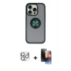 ieg™ iPhone 16 Pro Max Kılıf Yörünge Çizgi - Siyah 3D Antistatik Mat Seramik Nano Ekran Koruyucu + Pers Alüminyum Kamera Lens - GS