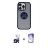ieg™ iPhone 16 Pro Max Kılıf Yörünge Çizgi - Siyah Bilvis 5in1 3D Magic Cam Ekran Koruyucu + Bilvis Titan Kamera Lens - SH