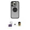 ieg™ iPhone 16 Pro Max Kılıf Yörünge Çizgi - Siyah Buffer Cam Ekran Koruyucu + Bilvis Titan Kamera Lens - SH