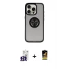 ieg™ iPhone 16 Pro Max Kılıf Yörünge Çizgi - Siyah Buffer Cam Ekran Koruyucu + Bilvis Titan Kamera Lens - TMGI
