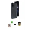 ieg™ iPhone 16 Pro Max Kılıf Yörünge Işık Serisi - Siyah Buffer Cam Ekran Koruyucu + Raze Metal Kamera Lens - NLGY