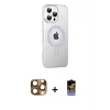 ieg™ iPhone 16 Pro Max Kılıf Yörünge Koleksiyonu - Siyah Buffer Hayalet Cam Ekran Koruyucu + Pers Alüminyum Kamera Lens - CLTM