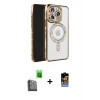 ieg™ iPhone 16 Pro Max Kılıf Zirve Doku Prime - Siyah Buffer Hayalet Cam Ekran Koruyucu + Raze Metal Kamera Lens - SH