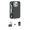 ieg™ iPhone 16 Pro Max Kılıf Zirve Modern Prime - Siyah Buffer Hayalet Cam Ekran Koruyucu + Bilvis Titan Kamera Lens - SH
