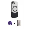 ieg™ iPhone 16E Kılıf Kozmos Form Özel Seri - Siyah Bilvis 3D Cam Ekran Koruyucu + Bilvis Titan Kamera Lens - RW