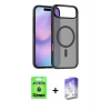 ieg™ iPhone 17 Air Kılıf Siluet Minimal Prime - Siyah Bilvis 5in1 3D Magic Cam Ekran Koruyucu + Raze Metal Kamera Lens - MI