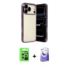 ieg™ iPhone 17 Pro Kılıf Vadi Minimal - Siyah Bilvis 5in1 5D Magic Hayalet Cam Ekran Koruyucu + Raze Metal Kamera Lens - GS