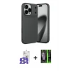 ieg™ iPhone 17 Pro Max Kılıf Eksen Form Prime - Siyah 360 Mat Full Body Arka Koruyucu + Bilvis Titan Kamera Lens - GS