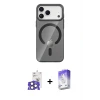 ieg™ iPhone 17 Pro Max Kılıf Pusula Form Özel Seri - Siyah Bilvis 5in1 3D Magic Cam Ekran Koruyucu + Bilvis Titan Kamera Lens - NLGY