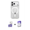 ieg™ iPhone 17 Pro Max Kılıf Pusula Form Özel Seri - Siyah Bilvis 5in1 3D Magic Cam Ekran Koruyucu + Bilvis Titan Kamera Lens - NLGY