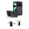 ieg™ Redmi Note 14 Pro 4G Kılıf Kıvılcım Modern Serisi - Şeffaf Hayalet Polymer Nano Ekran Koruyucu + PVD Metal Kamera Lens - GS