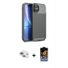 iPhone 11 Kılıf Eksen Form Prime - Siyah Buffer Hayalet Cam Ekran Koruyucu + Pers Alüminyum Kamera Lens - YL