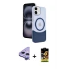 iPhone 11 Kılıf Kozmos Form Özel Seri - Siyah Buffer Cam Ekran Koruyucu + Raze Metal Kamera Lens - MR