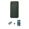 iPhone 11 Pro Kılıf Akış Doku - Siyah 34D Izgaralı Cam + Shine Kamera Lens Koruma Cam - SABE