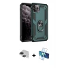 iPhone 11 Pro Max Kılıf Ahenk Klasik Koleksiyonu - Siyah 3D Antistatik Seramik Nano Ekran Koruyucu + Pers Alüminyum Kamera Lens - SH