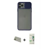 iPhone 11 Pro Max Kılıf Vadi Çizgi - Siyah 20D Premium Cam Ekran Koruyucu + Rainbow Kamera Lens Koruma Cam - GD